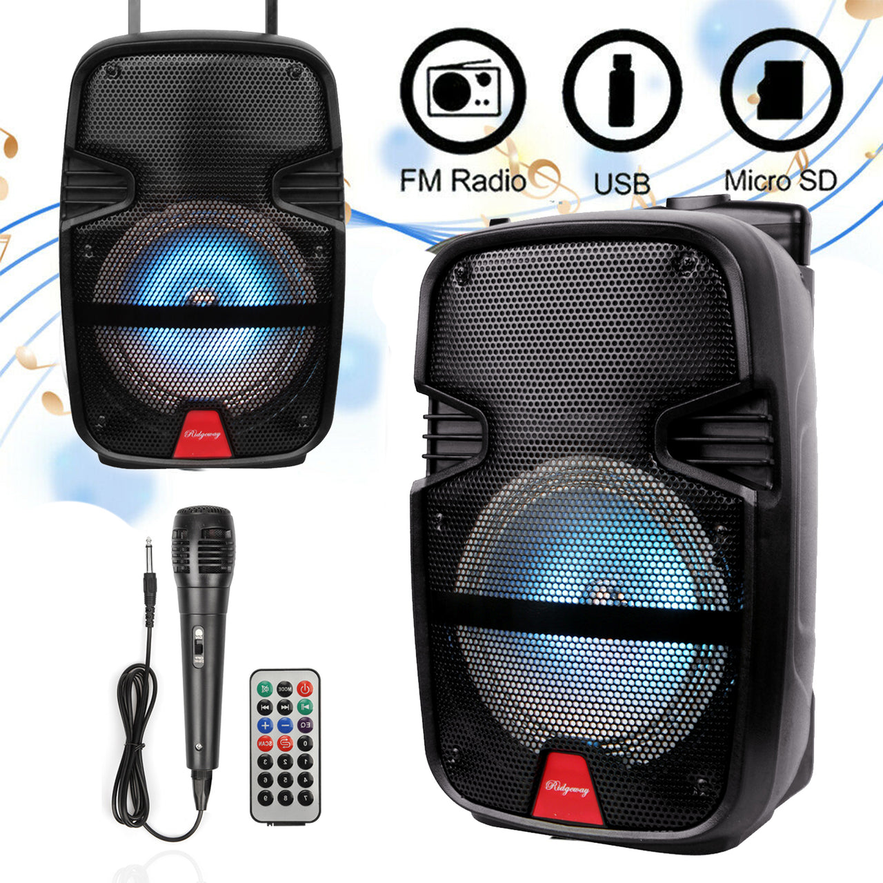 8" 4,400 Watts Wireless Portable Party Bluetooth Speaker With Microphone &Remote