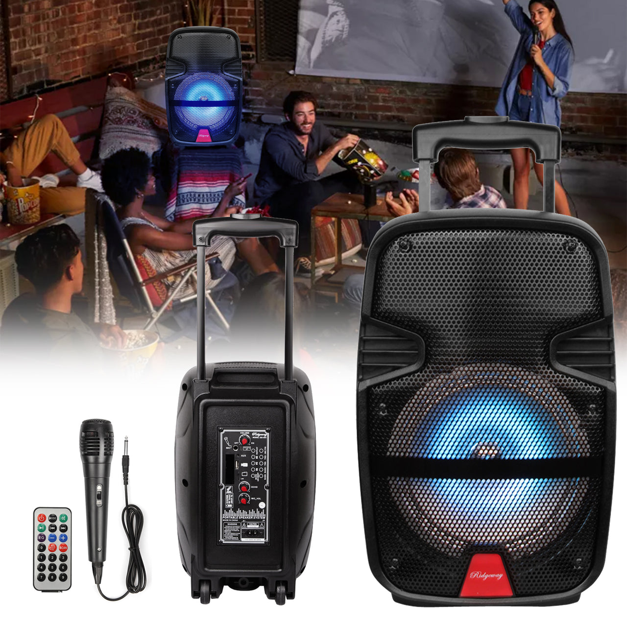 8" 4,400 Watts Wireless Portable Party Bluetooth Speaker With Microphone &Remote