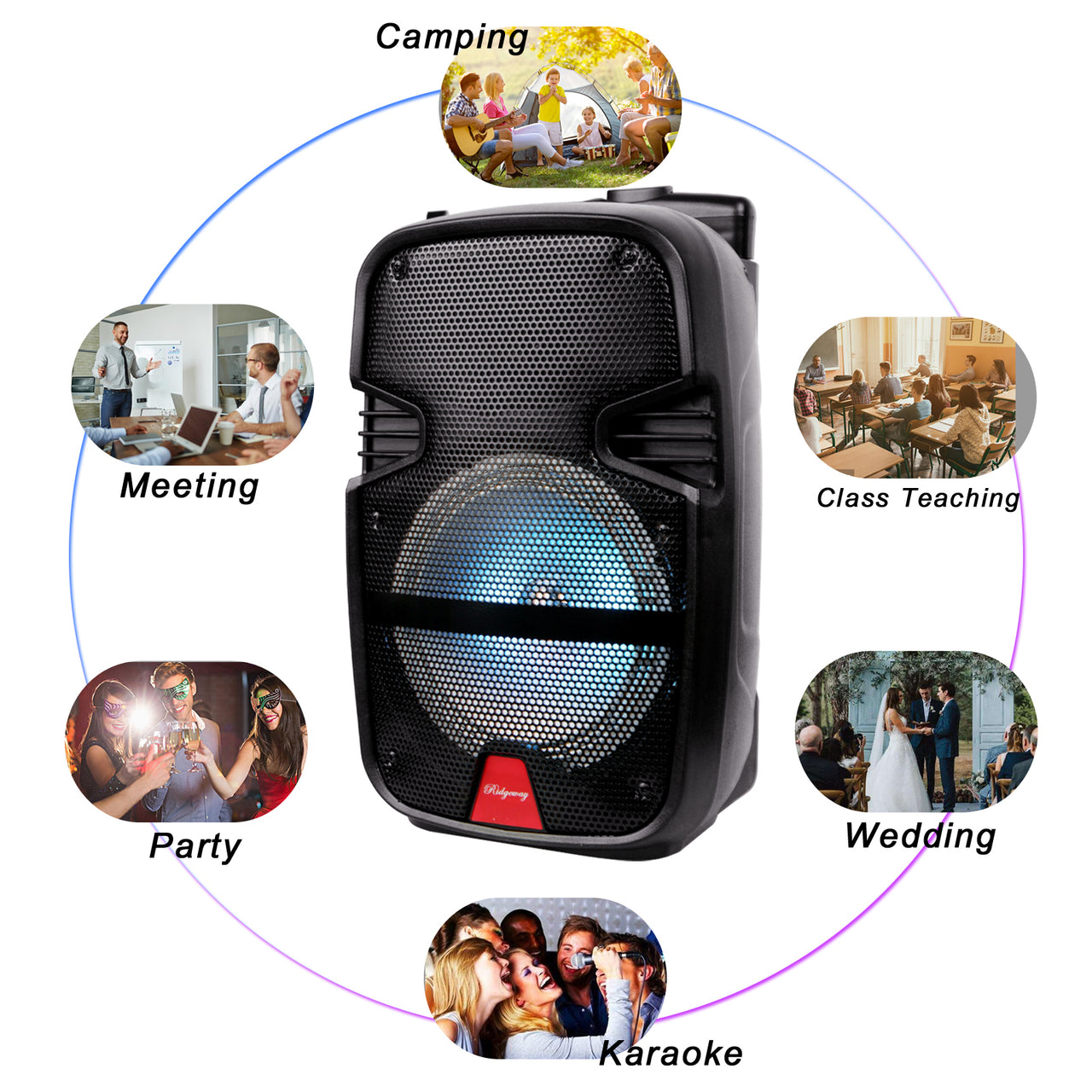 8" 4,400 Watts Wireless Portable Party Bluetooth Speaker With Microphone &Remote