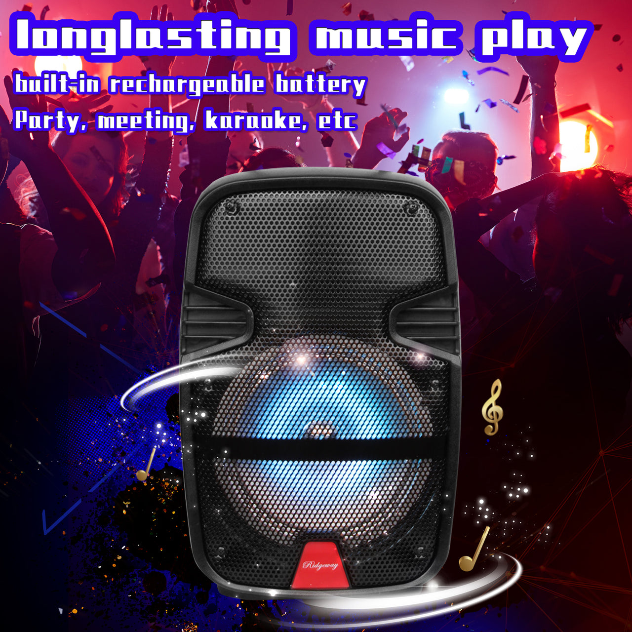 8" 4,400 Watts Wireless Portable Party Bluetooth Speaker With Microphone &Remote