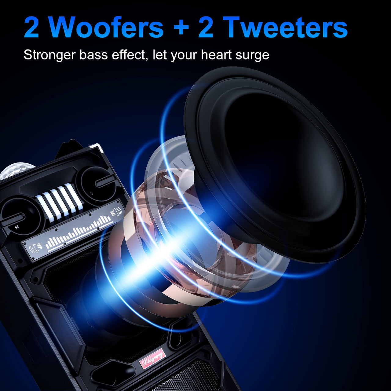 4,500W Bluetooth Speaker Rechargable Dual 10" Woofer Party FM Karaok DJ LED AUX