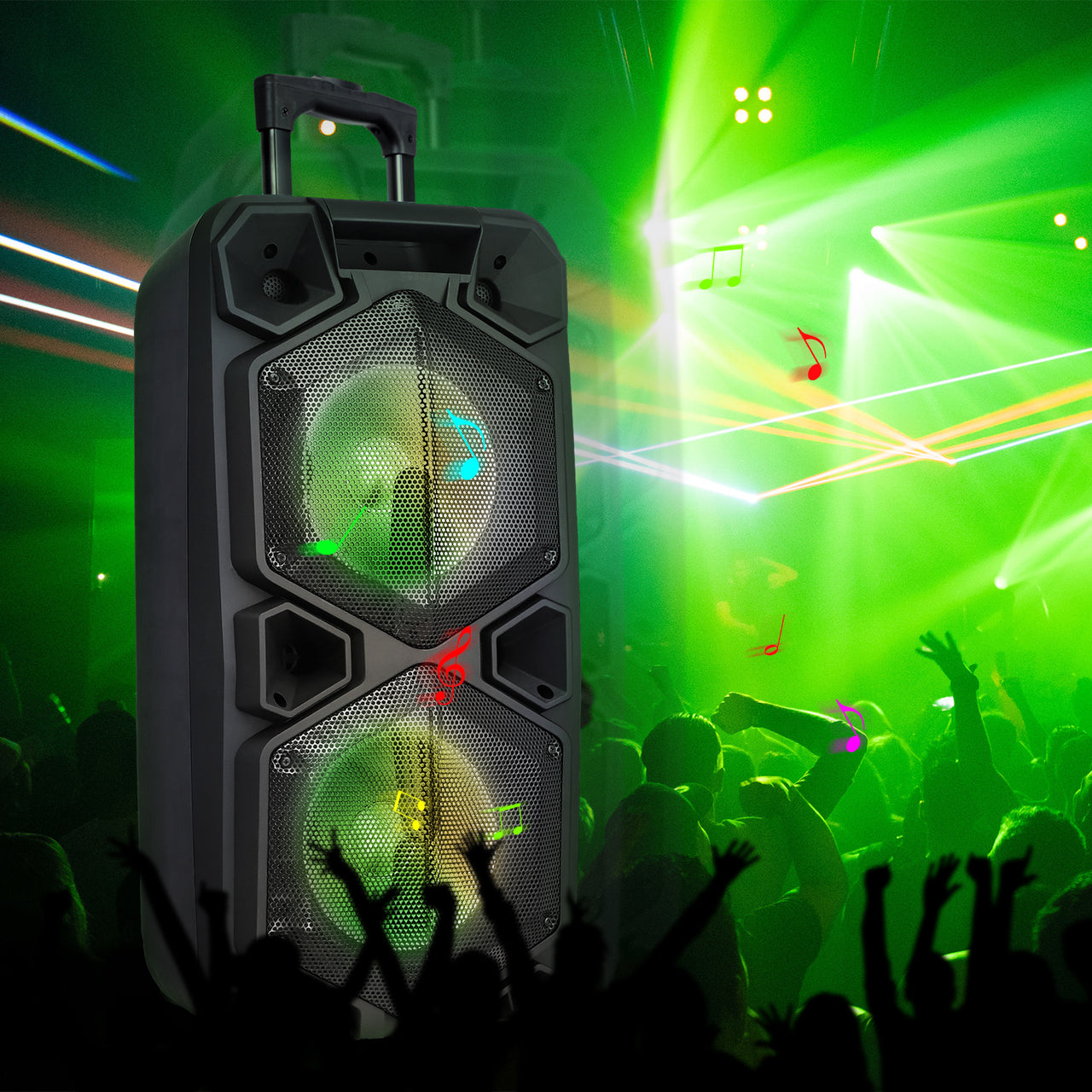 2000W Dual 10" Rechargeable Powered Bluetooth Speaker DJ PA Karaoke Party System