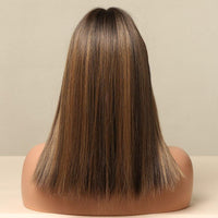 Thumbnail for 16 inch Long straight black ombre blonde wigs with bangs wigs for women for daily life LC5225-1