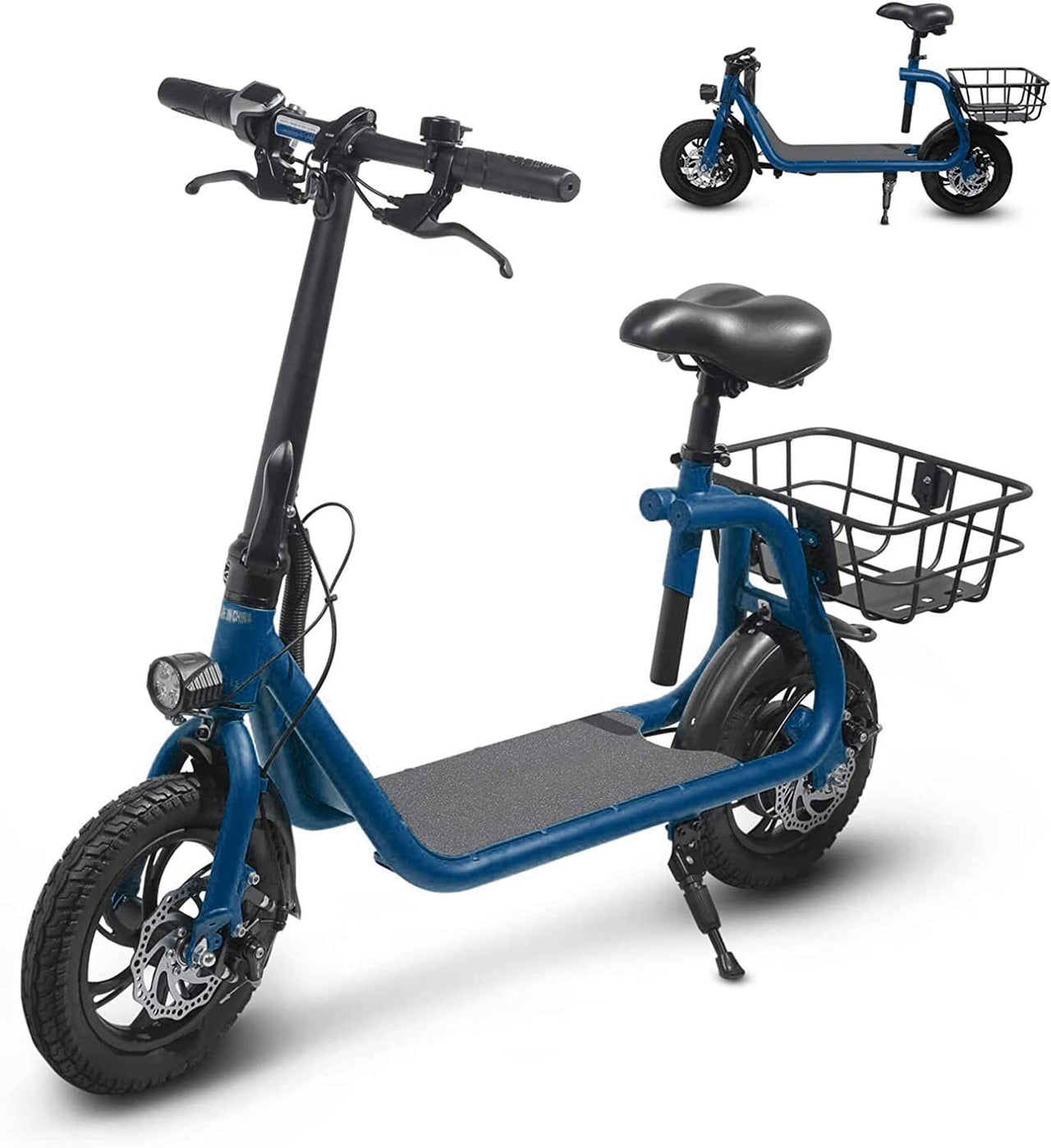 SEHOMY Electric Scooter Adults with Seat , Portable Scooters for Adults 15.5MPH Lightweight, Foldable 450W Motor Battery E-Scooter Basket, 265lbs Max Load Electronic Scooter 2 Wheel