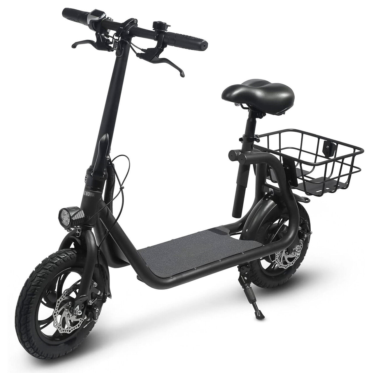 SEHOMY Electric Scooter Adults with Seat , Portable Scooters for Adults 15.5MPH Lightweight, Foldable 450W Motor Battery E-Scooter Basket, 265lbs Max Load Electronic Scooter 2 Wheel