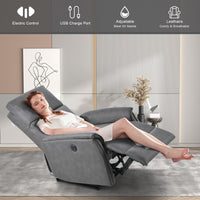 Thumbnail for Electric Power Recliner Chair-Breathable Fabric Reclining Chair-USB Ports-Bedroom Living Room Small Recliners-Home Theater