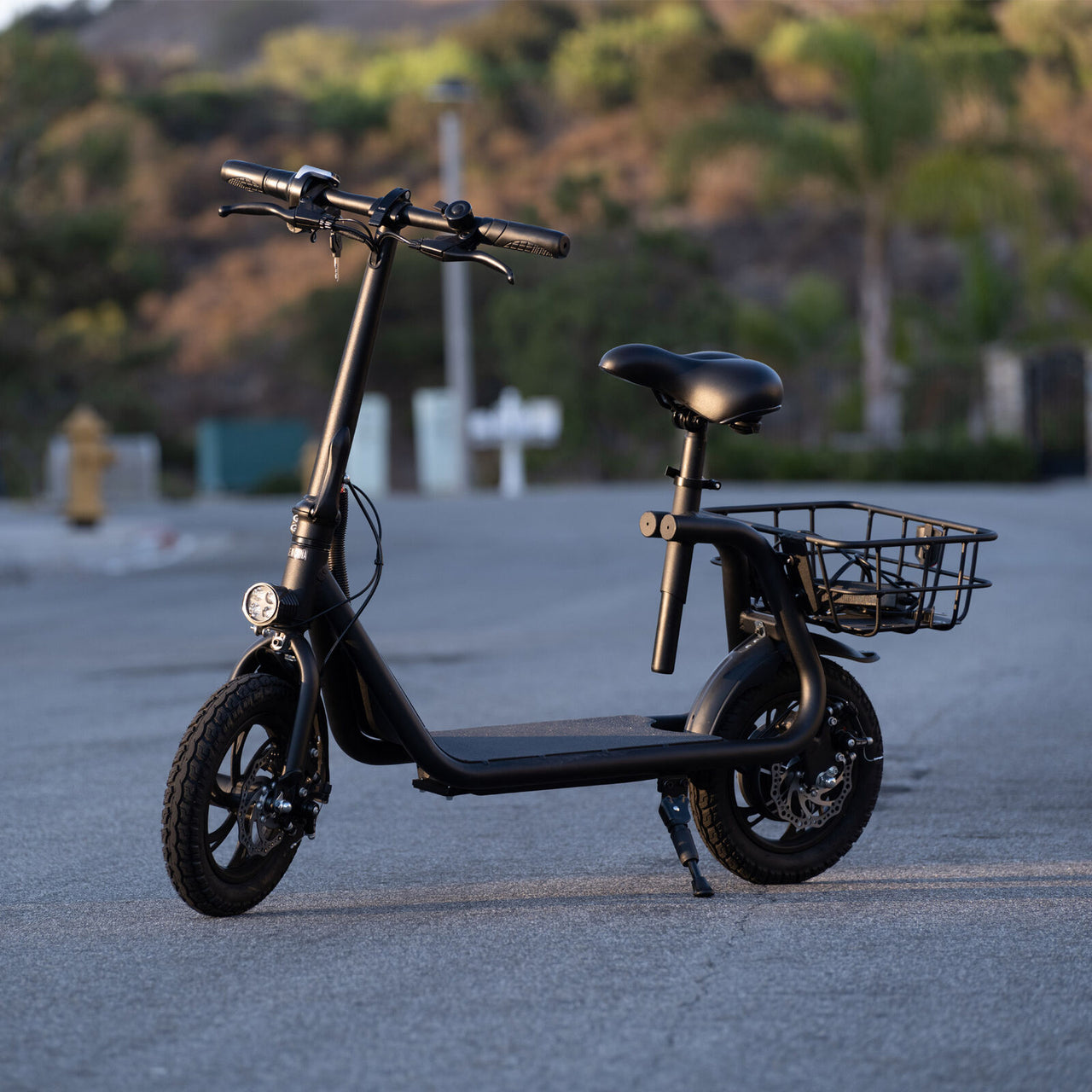 SEHOMY Electric Scooter Adults with Seat , Portable Scooters for Adults 15.5MPH Lightweight, Foldable 450W Motor Battery E-Scooter Basket, 265lbs Max Load Electronic Scooter 2 Wheel