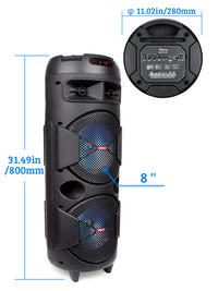 Thumbnail for 5,000W Portable Bluetooth Speaker Dual woofer Heavy Bass Party System Mic AUX FM