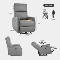 Thumbnail for Electric Power Recliner Chair-Breathable Fabric Reclining Chair-USB Ports-Bedroom Living Room Small Recliners-Home Theater