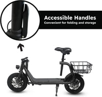 Thumbnail for SEHOMY Electric Scooter Adults with Seat , Portable Scooters for Adults 15.5MPH Lightweight, Foldable 450W Motor Battery E-Scooter Basket, 265lbs Max Load Electronic Scooter 2 Wheel