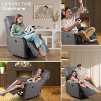 Thumbnail for Electric Power Recliner Chair-Breathable Fabric Reclining Chair-USB Ports-Bedroom Living Room Small Recliners-Home Theater