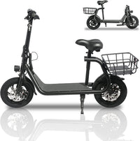 Thumbnail for SEHOMY Electric Scooter Adults with Seat , Portable Scooters for Adults 15.5MPH Lightweight, Foldable 450W Motor Battery E-Scooter Basket, 265lbs Max Load Electronic Scooter 2 Wheel