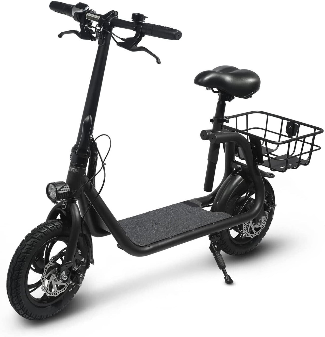 SEHOMY Electric Scooter Adults with Seat , Portable Scooters for Adults 15.5MPH Lightweight, Foldable 450W Motor Battery E-Scooter Basket, 265lbs Max Load Electronic Scooter 2 Wheel