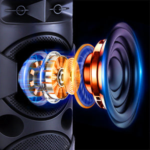 5,000W Portable Bluetooth Speaker Dual woofer Heavy Bass Party System Mic AUX FM