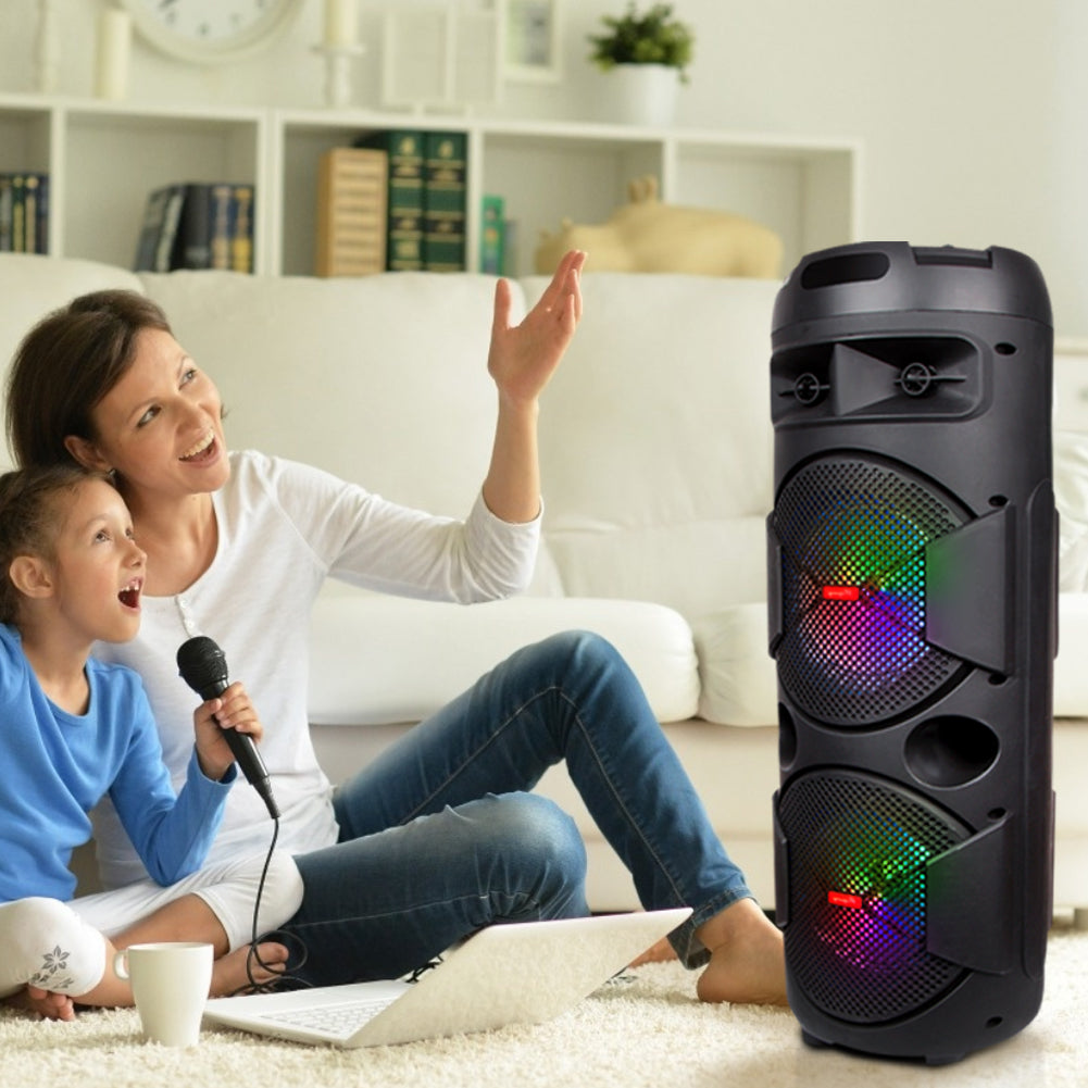 5,000W Portable Bluetooth Speaker Dual woofer Heavy Bass Party System Mic AUX FM