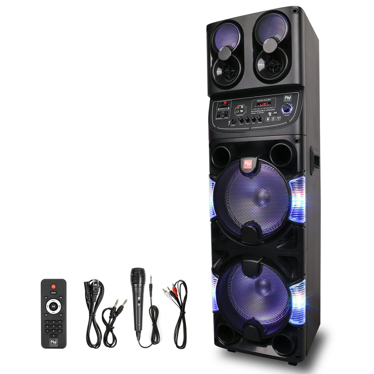 Dual 10" Woofer 4000W Bluetooth Speaker Rechargable For Party FM Karaok DJ AUX